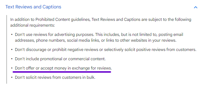 offering incentives in exchange for reviews